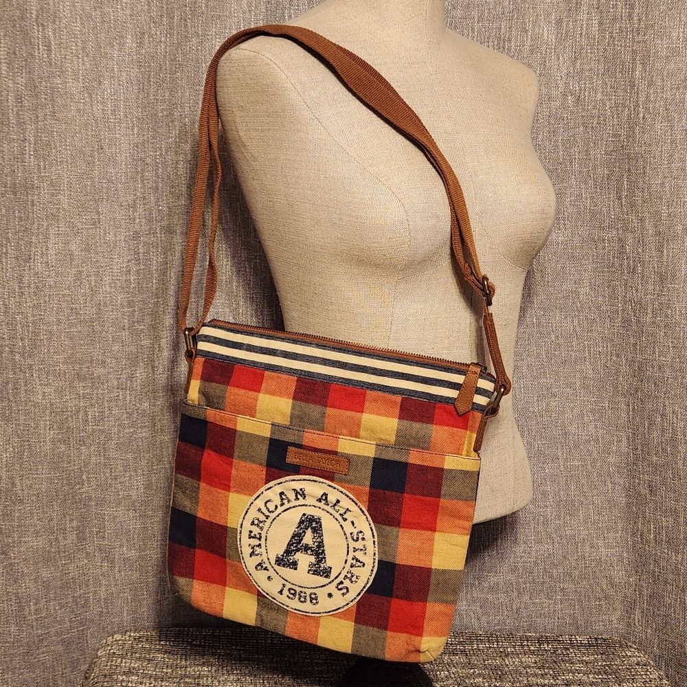Bella Taylor All Stars Cross Body Shoulder Purse Fabric Patchwork